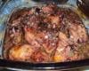 Coxa e sobre coxa de frango assada ao vinho