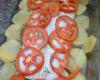Filé de peixe assado com batatas