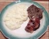 Filé mignon e bacon grelhados com com arroz a piamontese