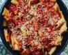 Rigatoni com presunto e queijo