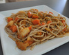 Macarrão integral ao molho de frango com legumes e biomassa de banana verde