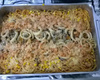Espaguete com frutos do mar gratinado