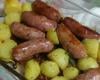 Linguiça ao forno com batatas