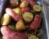 Linguiça ao forno com batatas