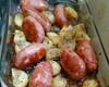 Linguiça assada com batatas