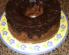 Bolo de chocolate assado com a calda