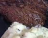 Picanha na fritadeira com purê de mandioca