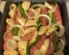 Linguiça ao forno com batatas