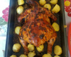 Frango recheado e assado na cerveja preta
