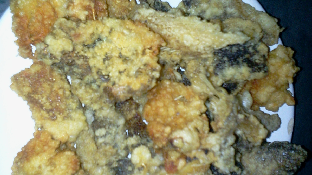 Pururuca de pele de bacalhau
