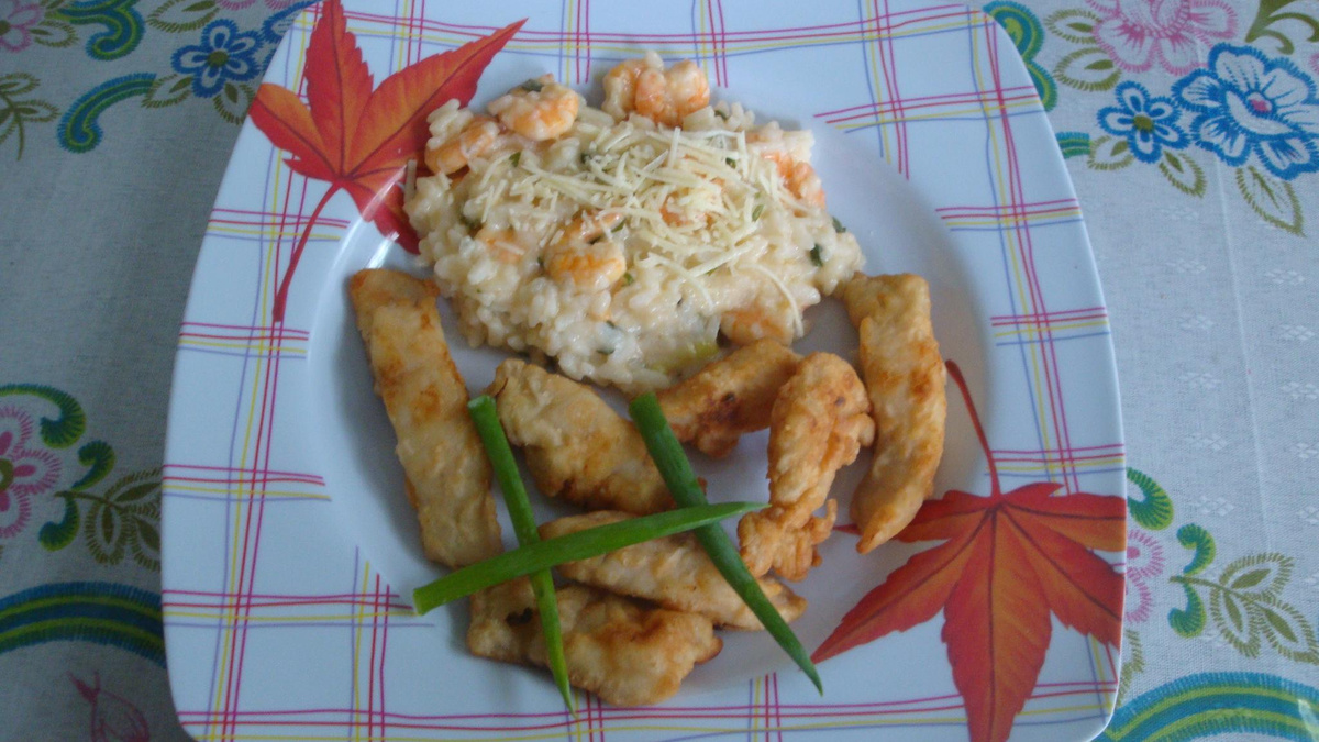 Risoto cremoso de camarão