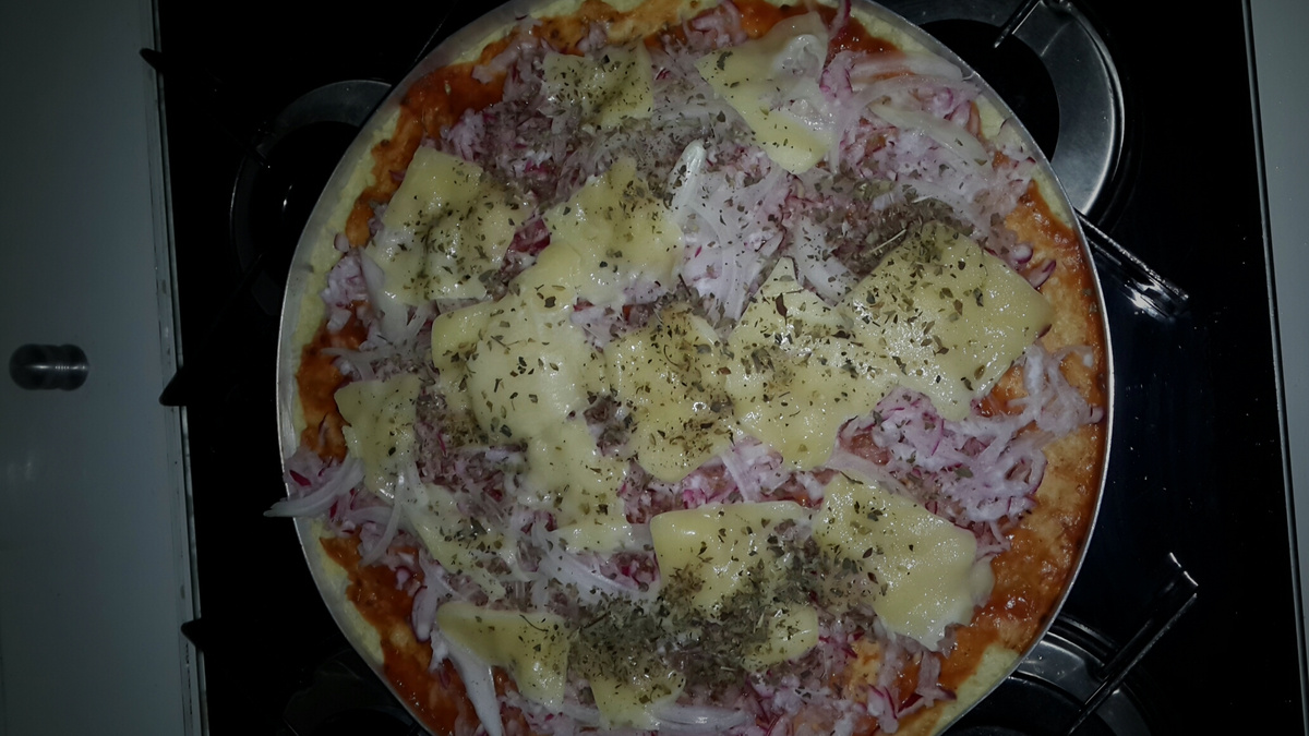 Pizza de arroz com rabanete