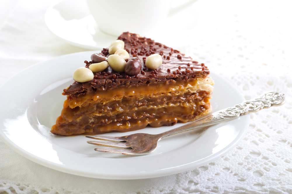 Bolo recheado com doce de leite