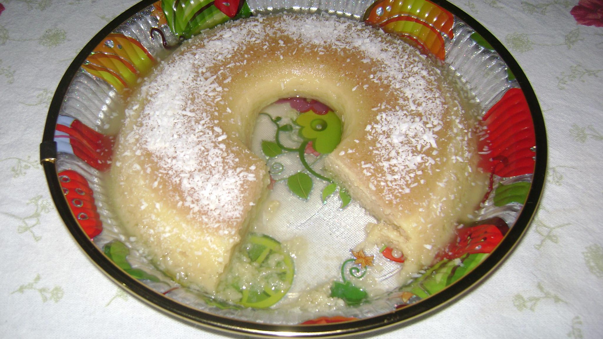 Pudim de pão no micro-ondas