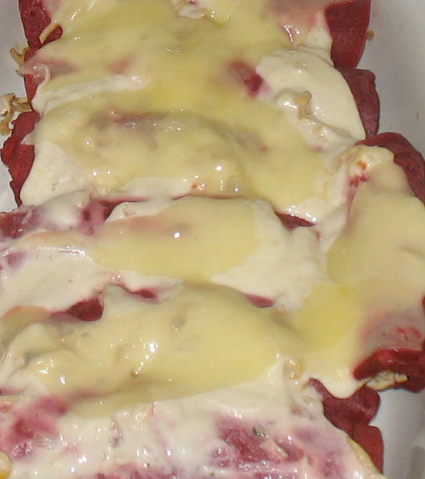 Panqueca de beterraba e frango