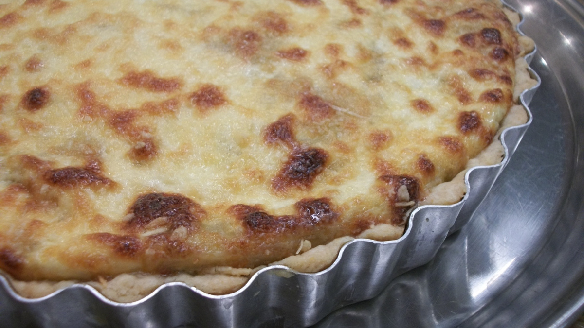 Torta de palmito com cobertura cremosa