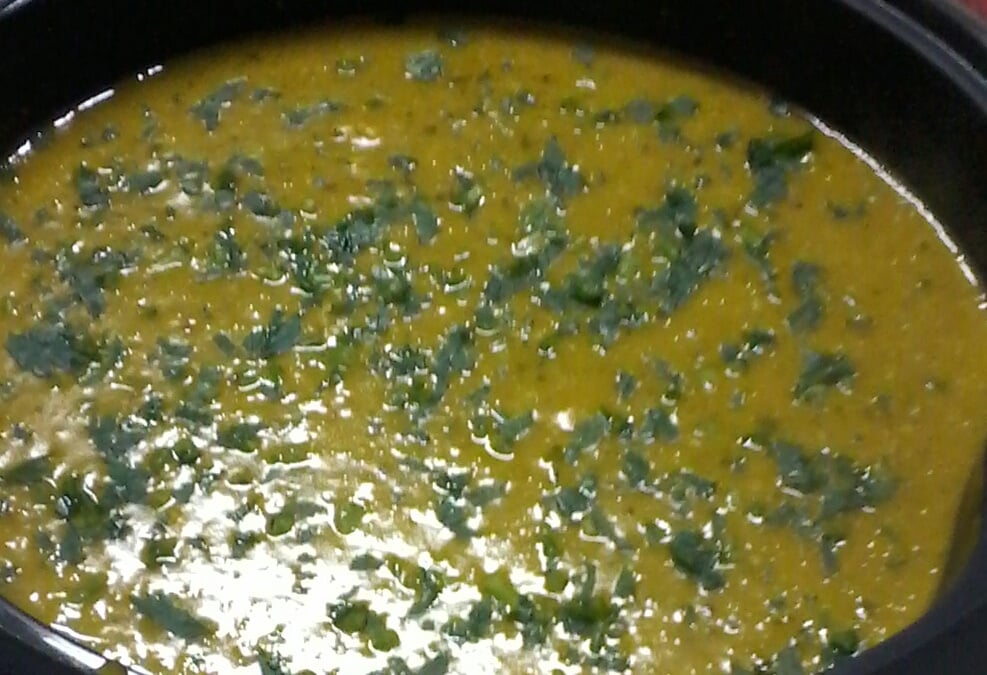 Creme de abóbora com grão-de-bico e gengibre