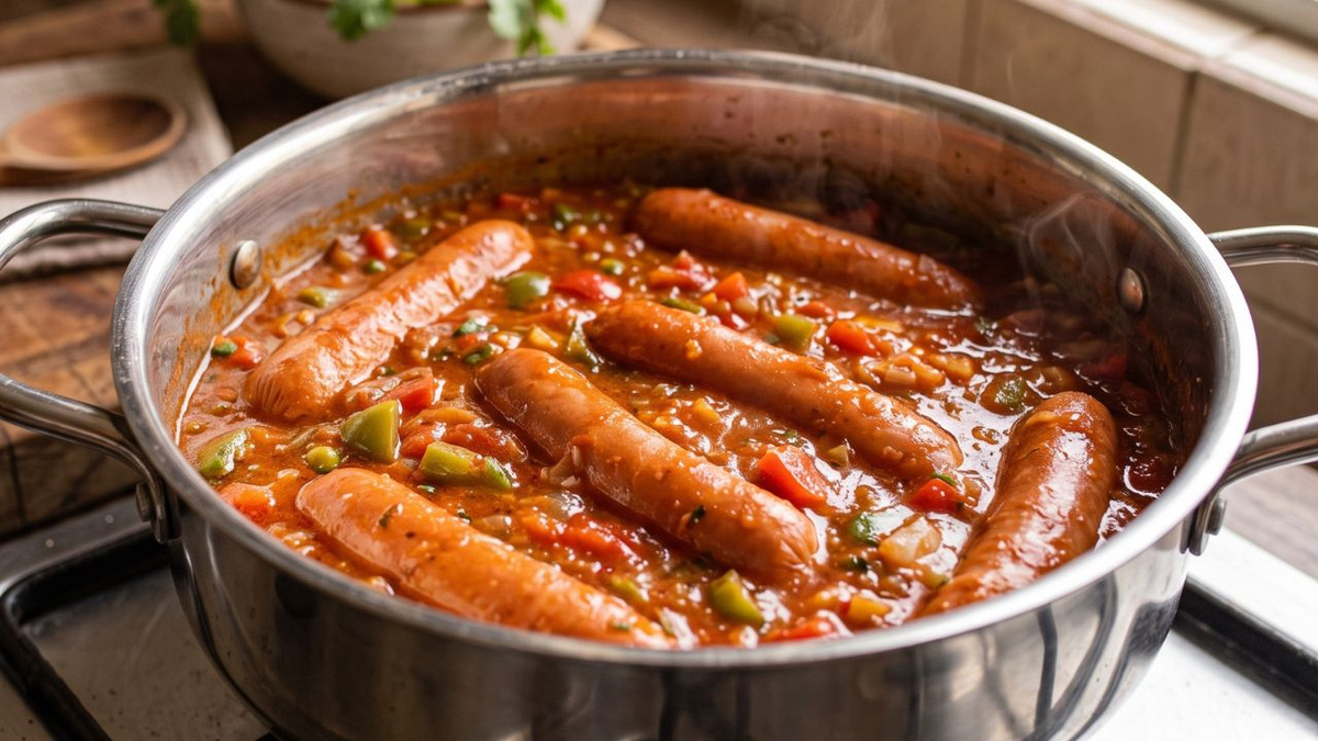Cachorro-quente tradicional com molho encorpado e temperado