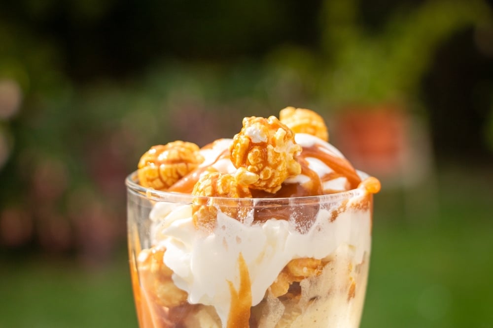 Pipoca doce para comer com colher