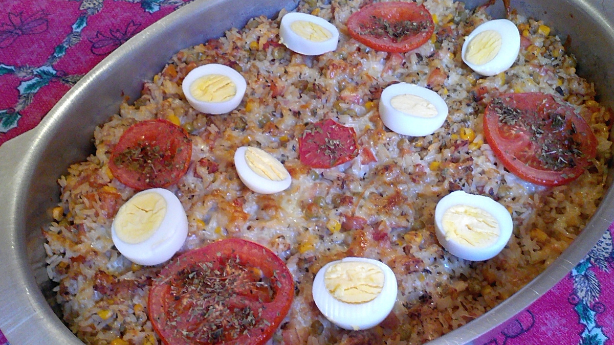 Arroz de forno prático da Bruninha