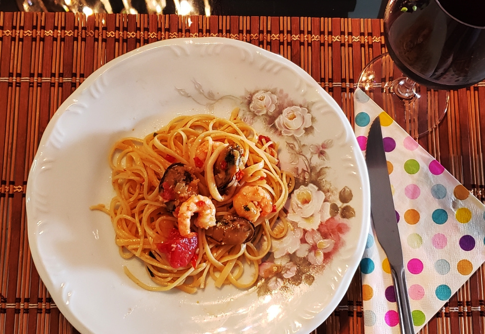 Espaguete com frutos do mar