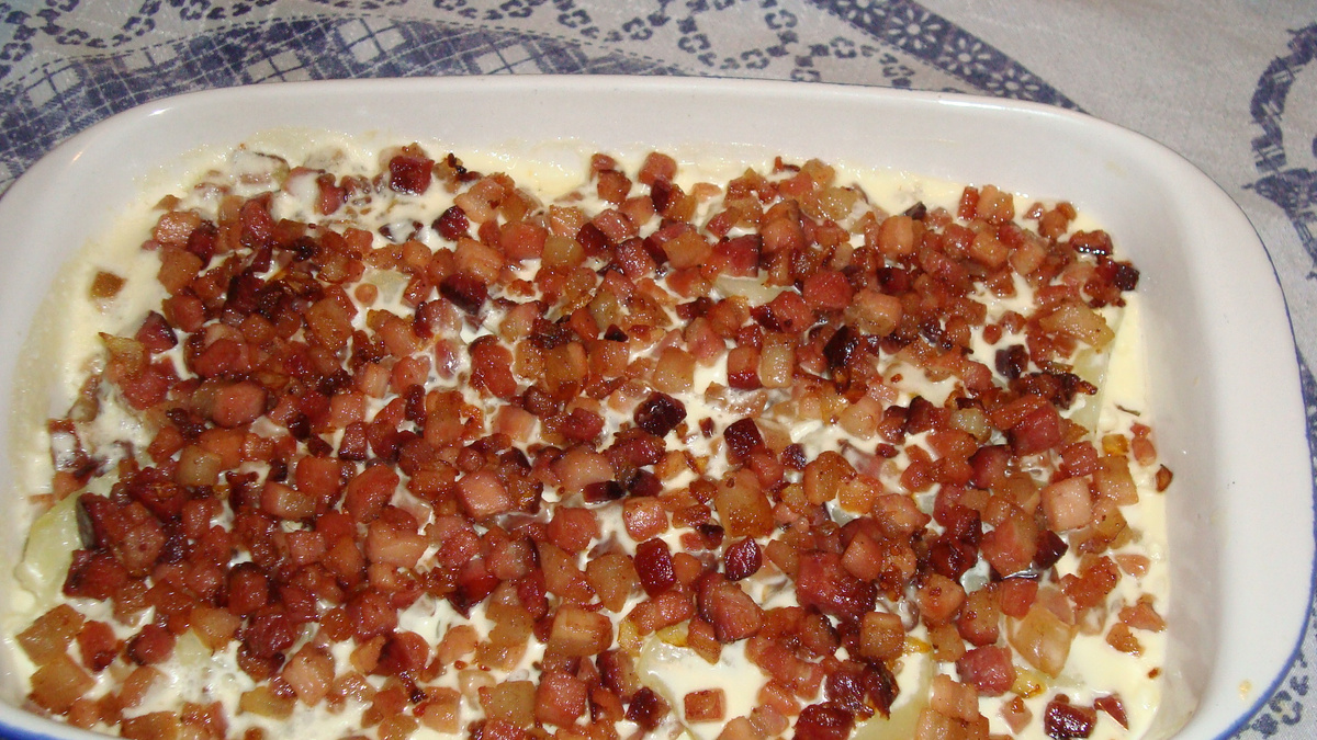 Batata com requeijão e bacon