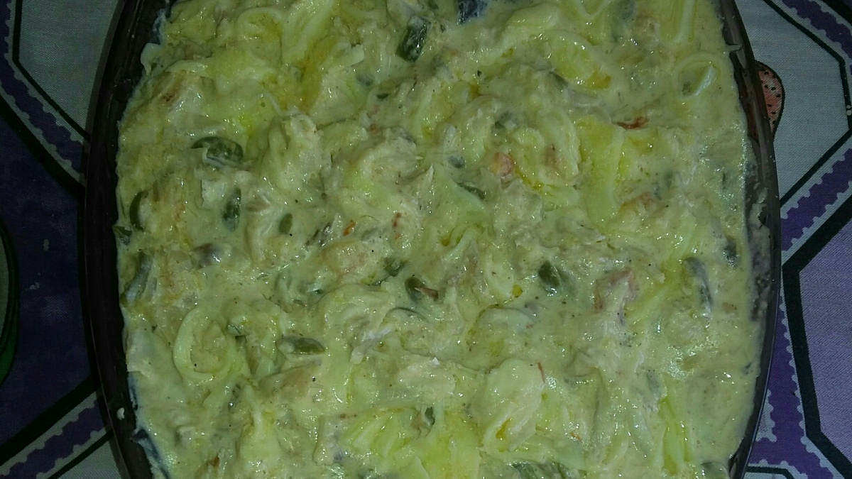 Bacalhau ao molho branco e palmito
