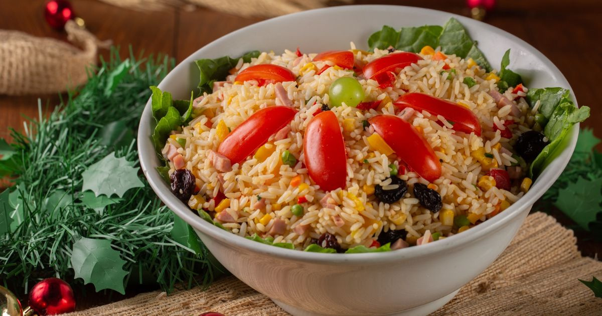 Arroz de Natal na airfryer