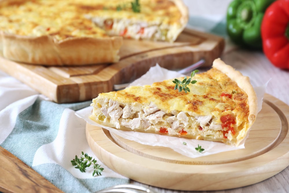 Quiche de frango com palmito