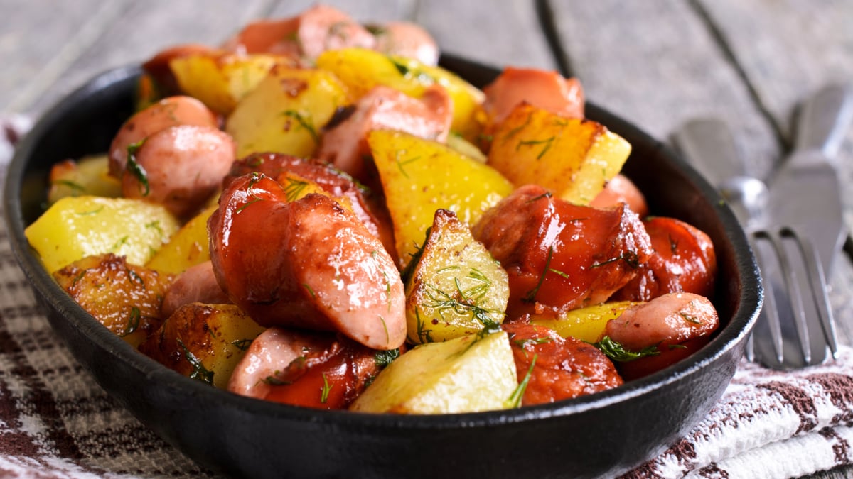 Linguiça toscana com batata na panela de pressão