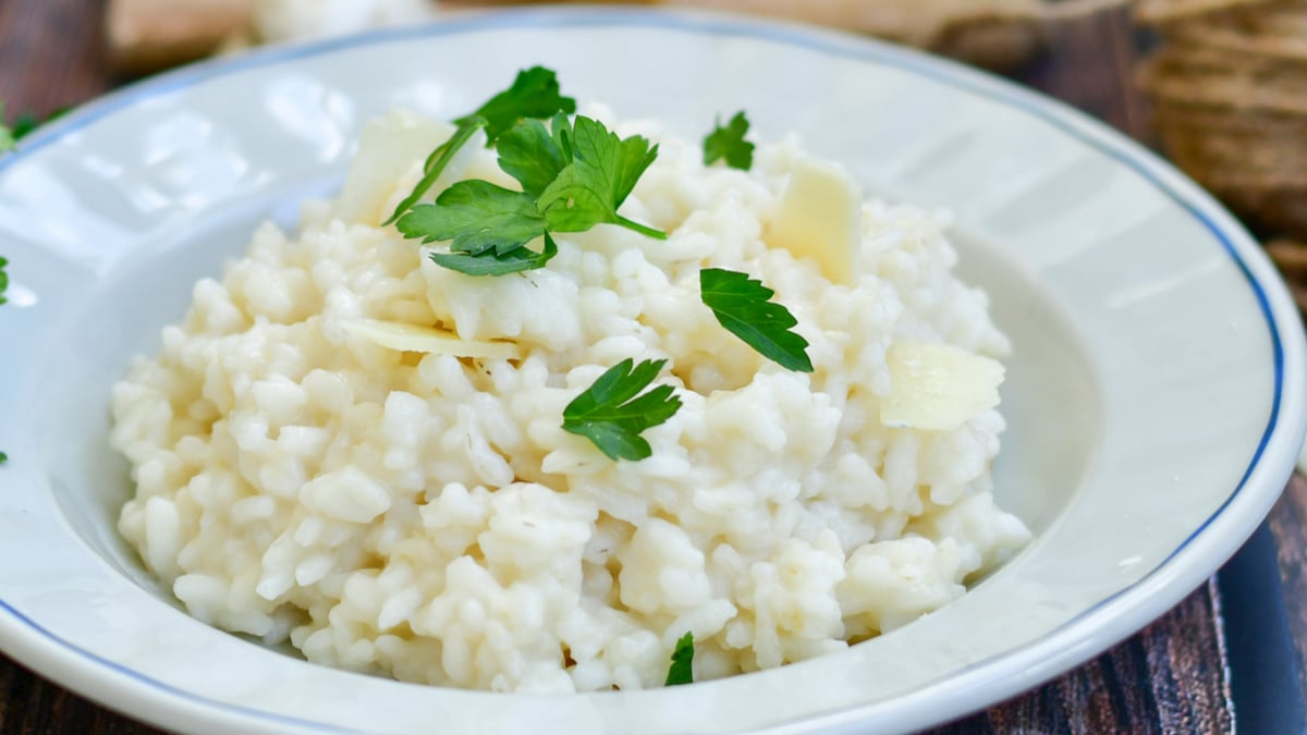 Risoto de provolone com manjericão