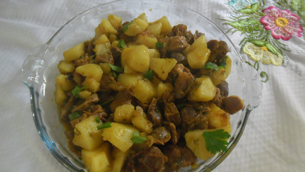 Moela de frango com batata