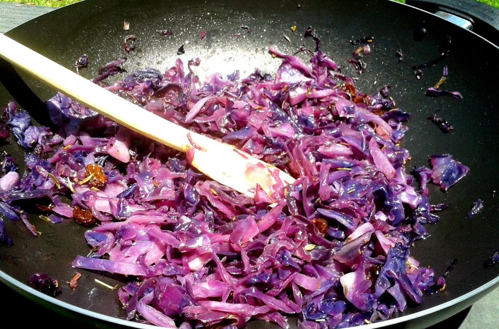 Repolho roxo com creme de leite