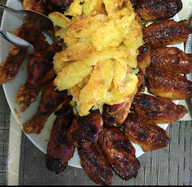Frango assado com mel e curry