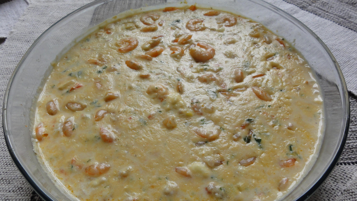 Camarão com catupiry dissolvido