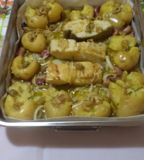 Bacalhau com batatas - minha invenção