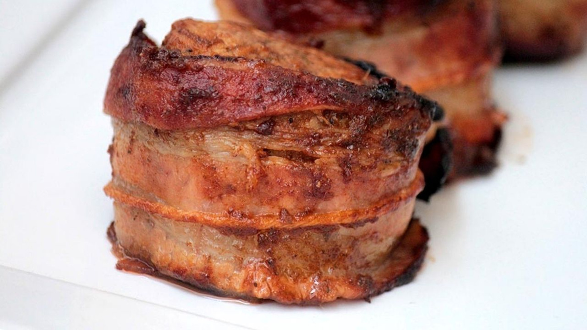Filé mignon suíno com bacon na airfryer