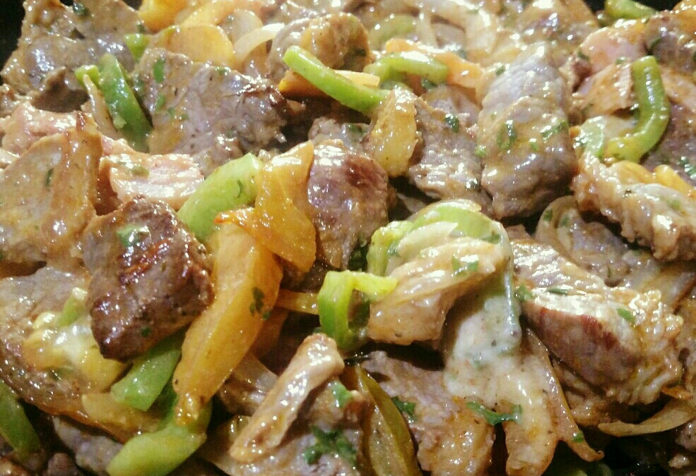 Carne de sol com molho 4 queijos