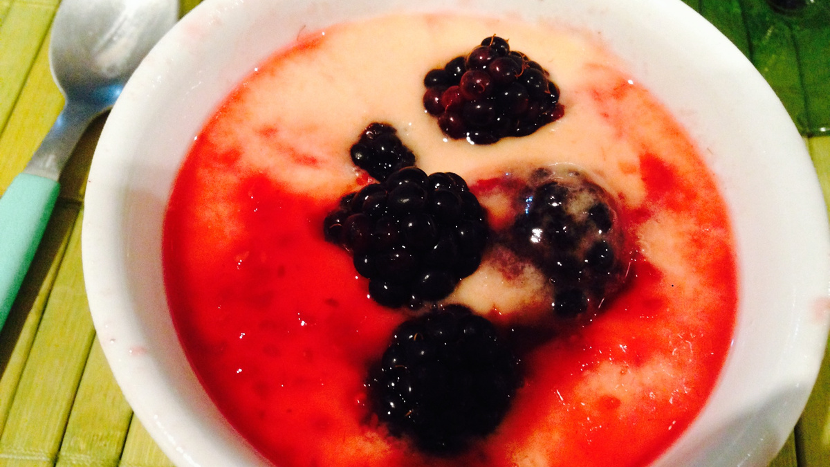 Creme de papaia com iogurte e amora (Light)