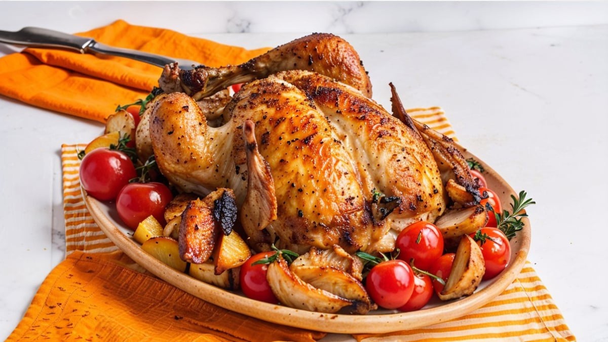 Frango assado inteiro e descomplicado