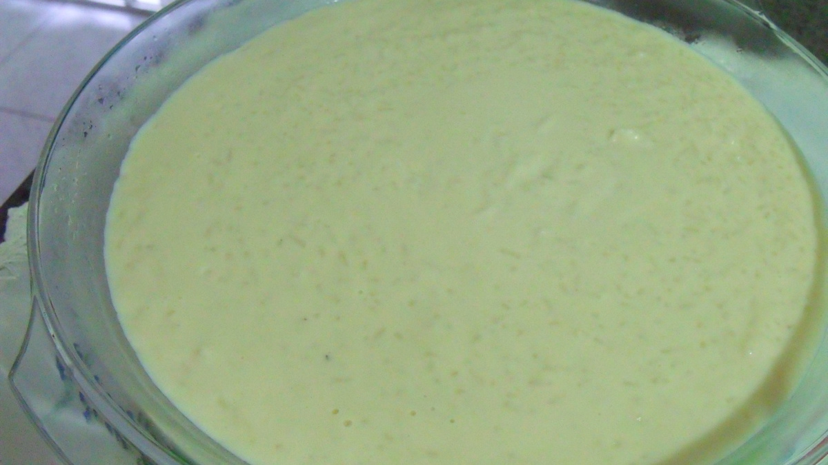 Arroz doce com chocolate branco