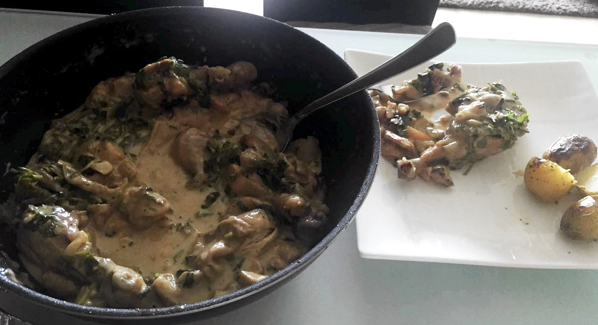 Le Coq au Vin Blanc (frango cremoso ao vinho branco)