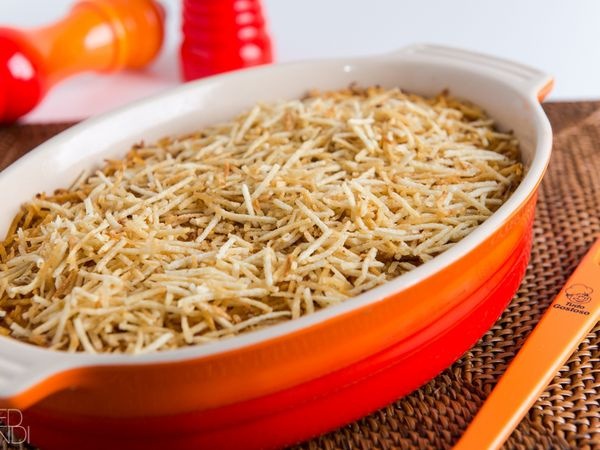 Macarrão com batata palha