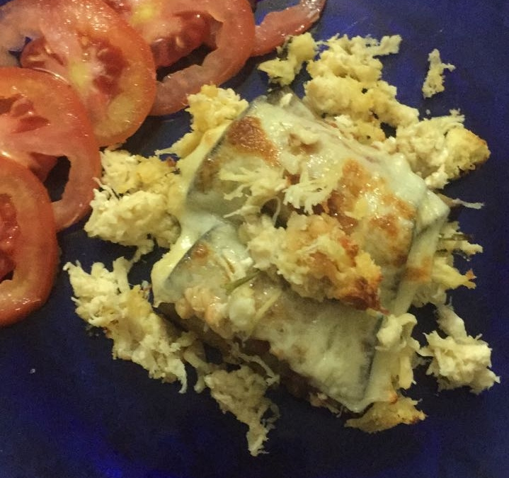 Canelone de berinjela com frango e requeijão light