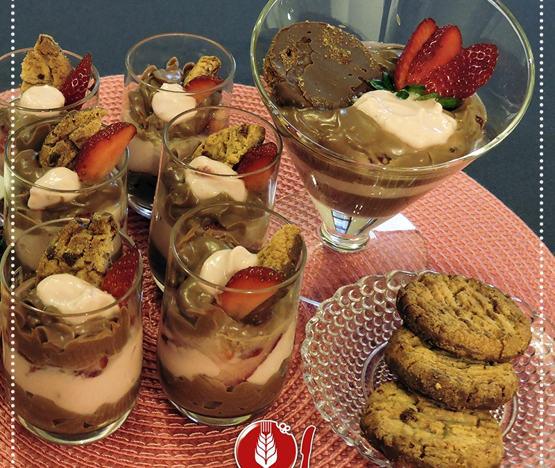 Cookie com creme de iogurte de chocolate