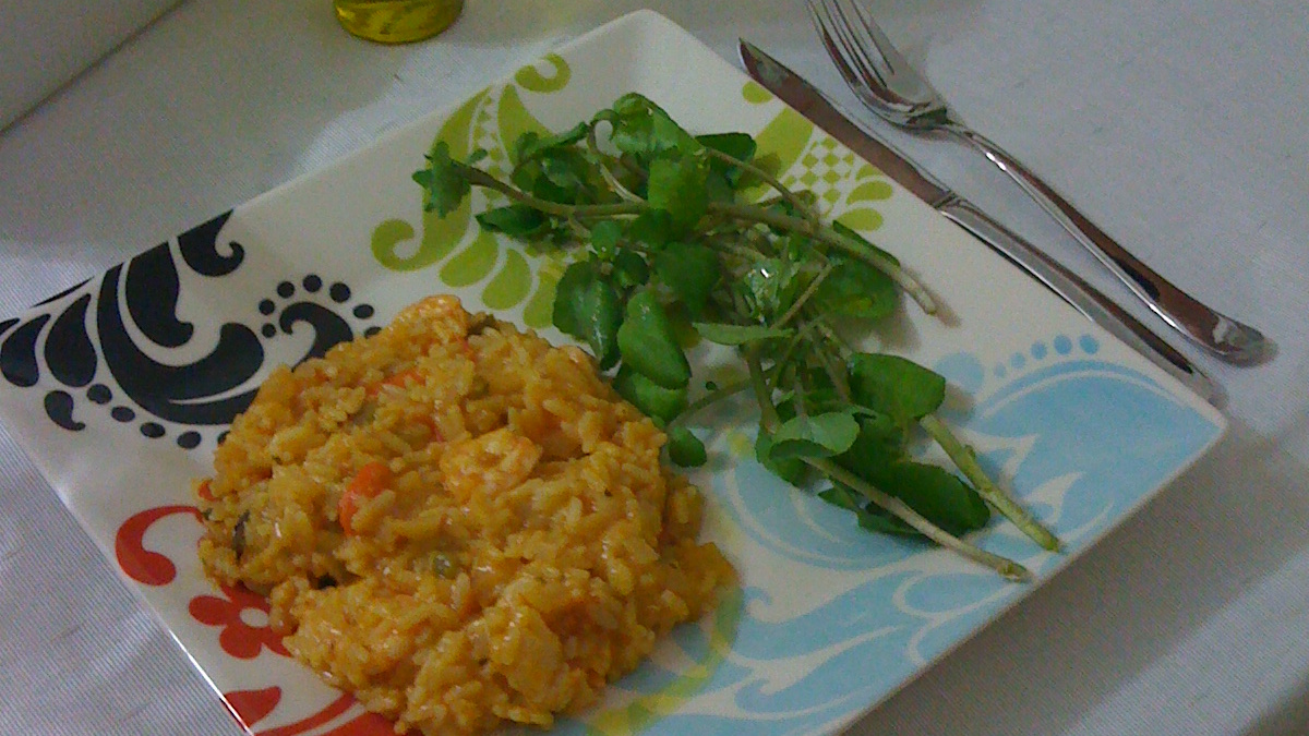 Risoto de camarão e marisco