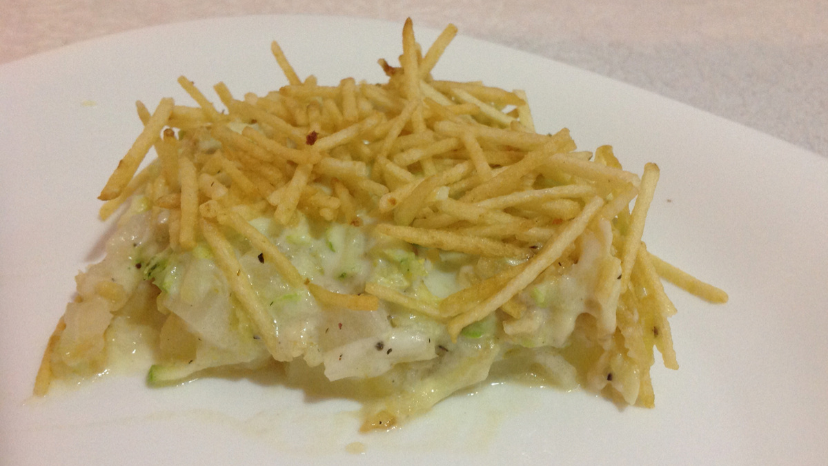 Batata gratinada com abobrinha