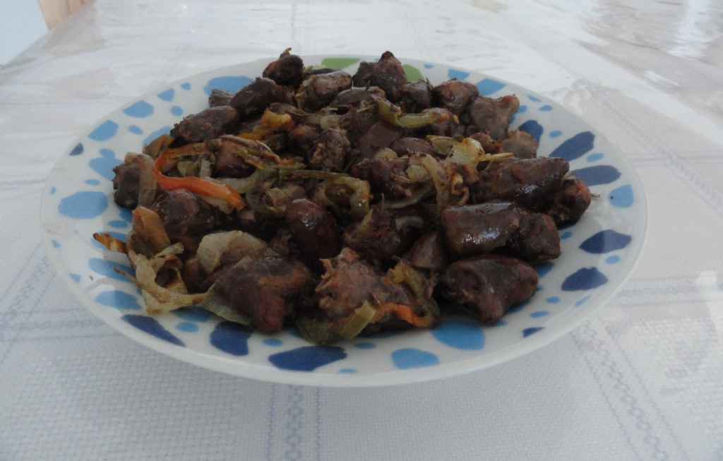 Coração de frango assado