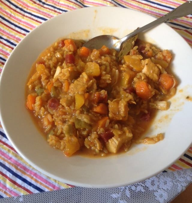Sopa de arroz integral