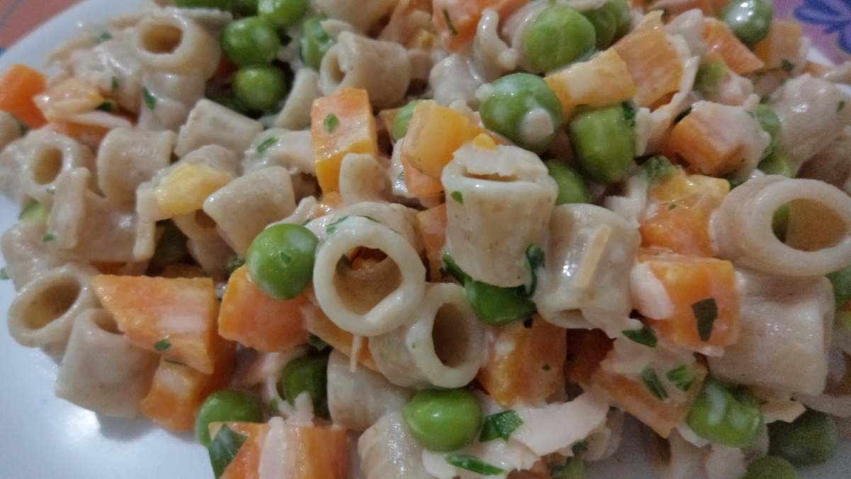 Macarrão integral com molho parisiense light